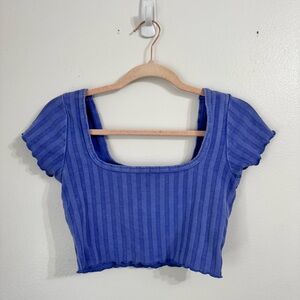 Aerie Offline Square-Neckline Periwinkle Blue Athletic Crop Top